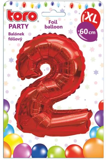 Foliast balon številka 2, 60 cm, rdeč
