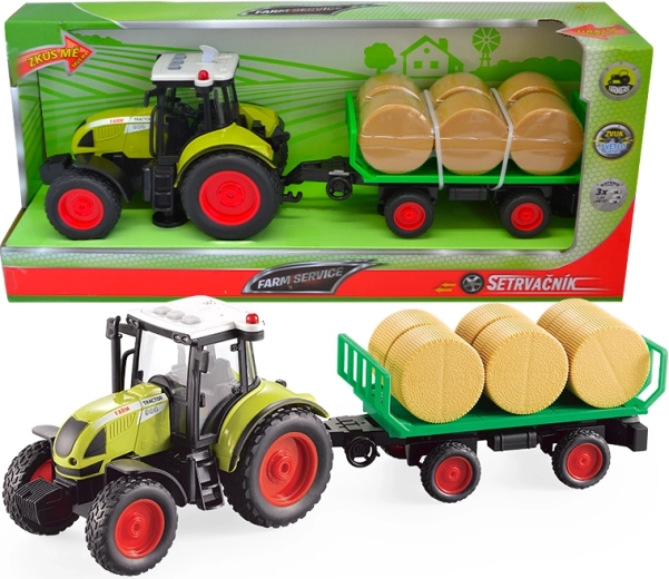 FARM SERVICE traktor s prikolico in balami slame 1:16