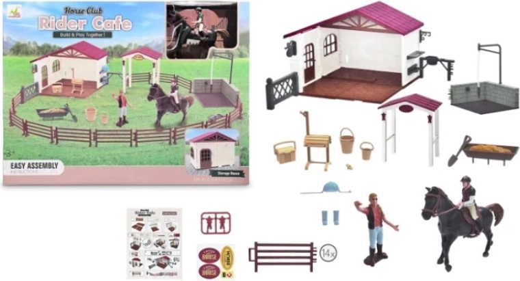 Children's ranch playset with foldable stable