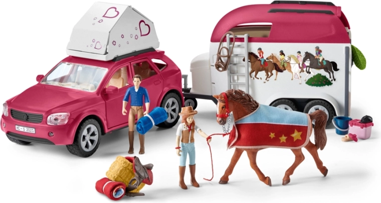 Schleich Horse Club pustolovski SUV s prikolico za konje in figuricami