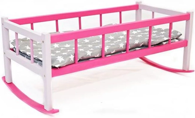 Velika zibelka in posteljica za punčke s posteljnino 60 cm (mešanica barv) - 1 kos