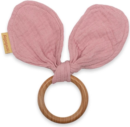 Grizalo z muslinasto plenico New Baby Ears rožnato