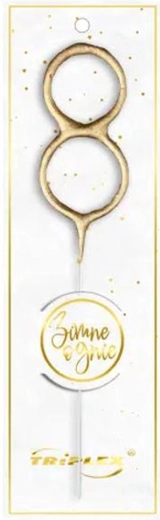 Prskavka številka 8, zlata, 16,5 cm