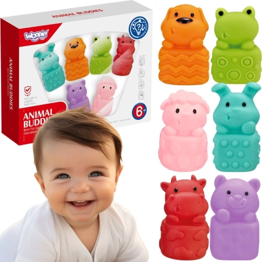 Woopie Baby mehke senzorične živalice za kopanje – 6 kosov