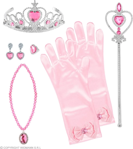 Princesin komplet (tiara, rokavice, ogrlica, uhani, žezlo) - 1 kos