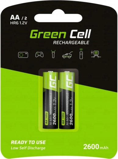 Polnilne baterije AA HR6 2600 mAh – Green Cell (2 kosa)