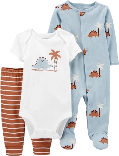 Carter's komplet za dečka: bodi s kratkim rokavom, pajac in hlačke Blue Dino, vel. 56