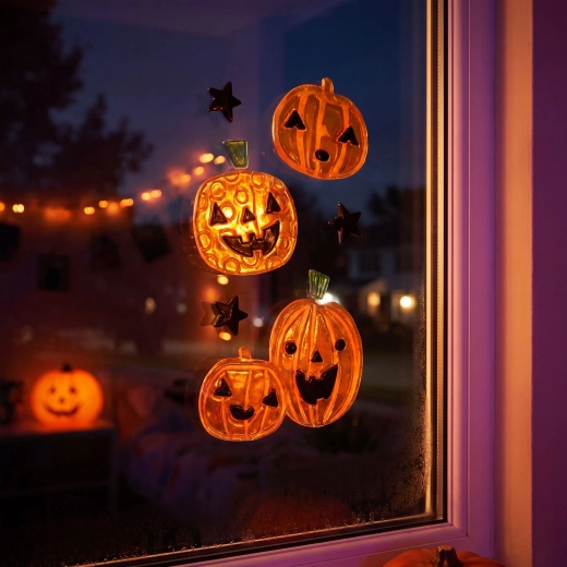 Halloweenske gelne okenske nalepke, 15 × 25 cm – 1 kos