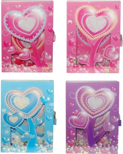 barvni dnevnik s srčkom in ključavnico v trdi vezavi