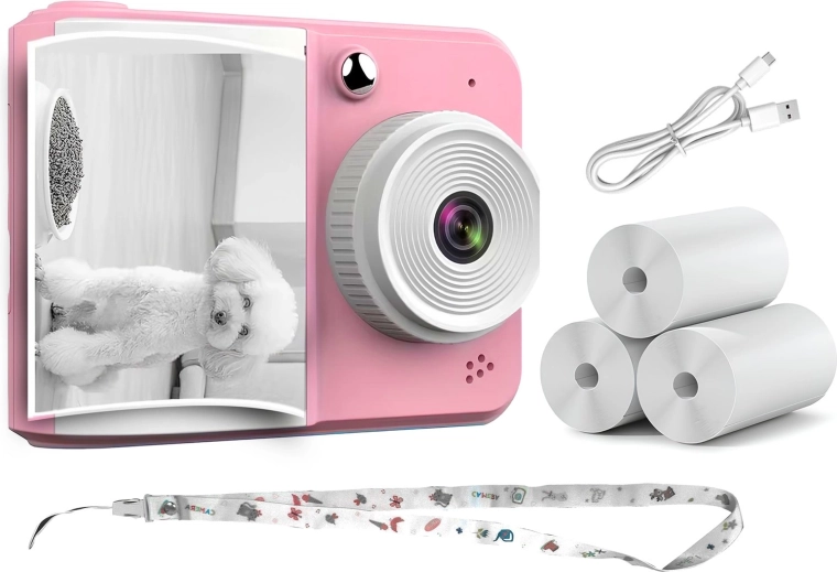 Instantni fotoaparat RENEW FORCE rožnat s termotiskom in 3 rolicami papirja