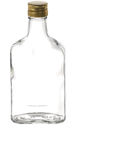 Ploščata plastenka 250 ml z navojnim zapiralom Fi 28 (pakiranje 12 kos)