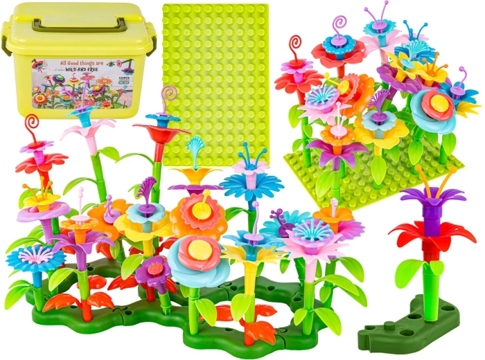 Construction set in a case – flower garden, 135 pieces