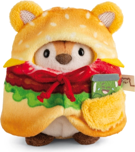 Nici MyMochi plišasti tiger Tiggy 8 cm s kostumom hamburgerja in mini kumarico, darilni komplet