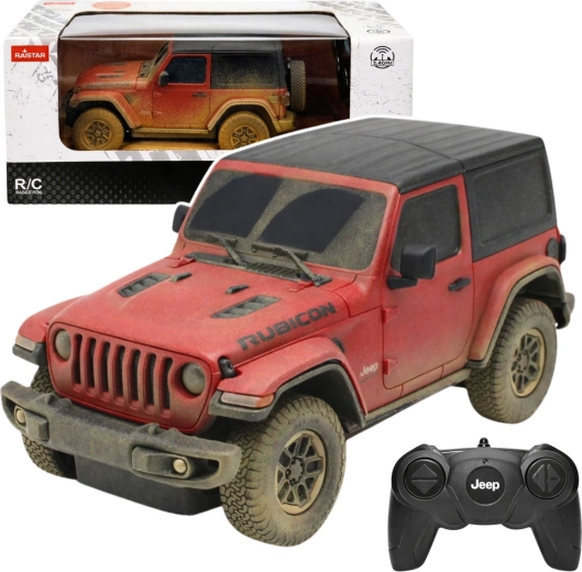 Rastar JEEP Wrangler Rubicon Muddy 1:24 RC – rdeč terenski avto na daljinsko upravljanje