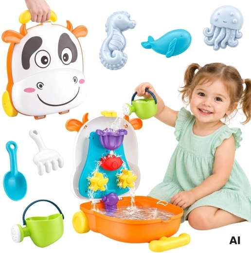 2-in-1 Water and Sand Set in a Cow-Shaped Suitcase Woopie