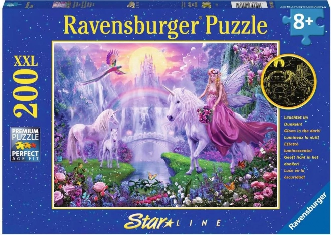 Ravensburger svetleče puzzle Čarobna noč samorogov XXL 200 kosov