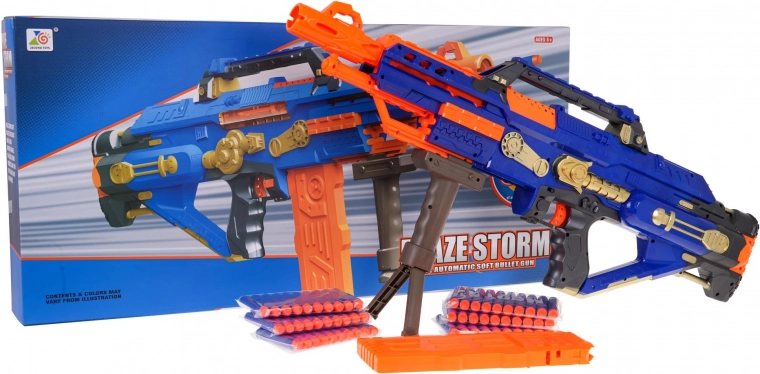 Mega karabin BLAZE STORM za penaste naboje – moder, avtomatski blaster