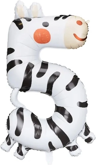 Foliasti balon številka 5 – zebra 42 × 81 cm