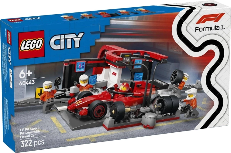 LEGO City F1 postanek v boksih in mehaniki z enosedežem FERRARI