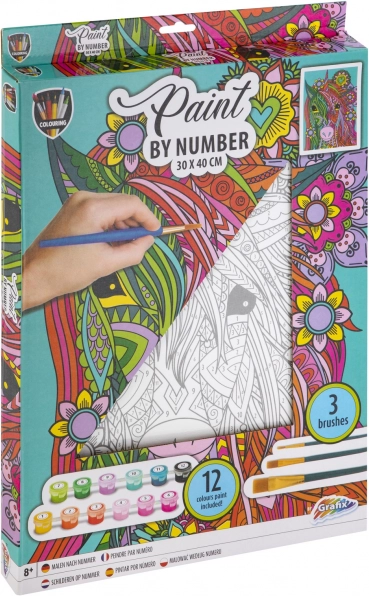 Slikanje po številkah – samorog, platno 30 × 40 cm