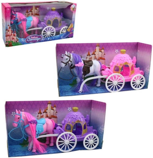 Princess carriage with horse 34 cm, 2 color variants - 1 piece