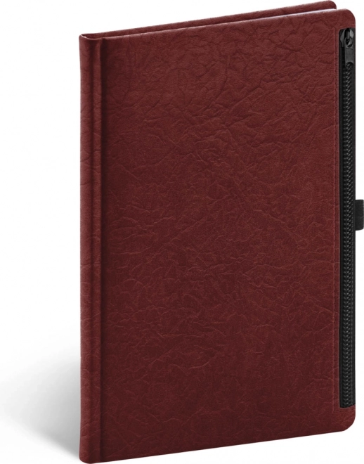 Črtani notes z žepom na zadrgo rdeč 13 × 21 cm