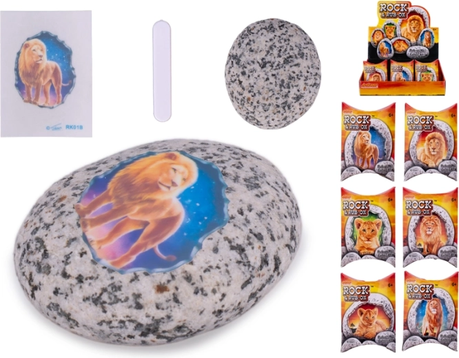 Kamenček s nalepko – safari lev, ustvarjalni komplet za otroke