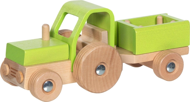 Leseni traktor s prikolico Goki