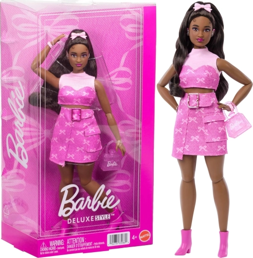 Barbie Deluxe Style rožnat denim – modna punčka z dodatki