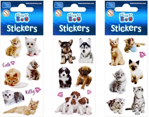 StickerBoo nalepke s kužki in mucki (3 različice) - 1 kos