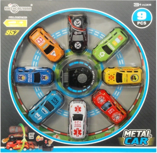 Set kovinskih avtomobilčkov z izstreljevalnikom in 360° saltom