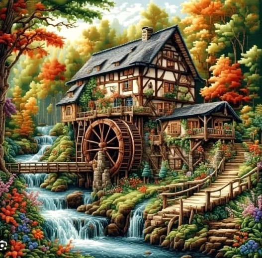 Norimpex diamond painting Mill in the Forest 30 × 40 cm - 1 piece