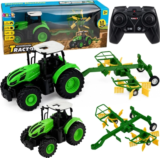 RC kmetijski traktor z grabljami 1:24, 2,4 GHz, LED luči