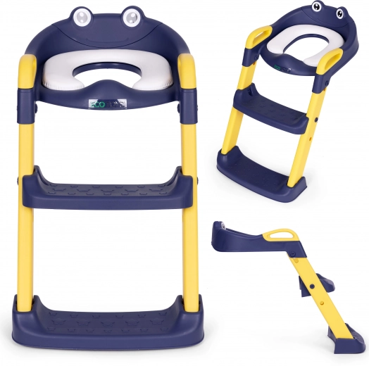 Otroški WC sedež s stopnicami modre barve ECOTOYS