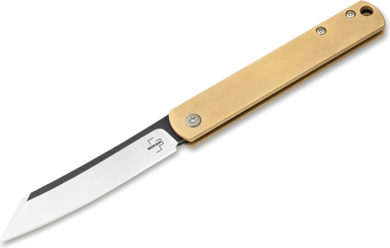 Böker Plus Zenshin 42 Brass žepni nož 7,5 cm s stonewash obdelavo