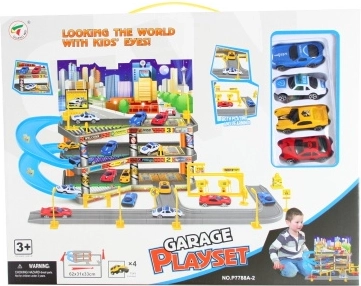 Troplastna garaža z avtomobilčki