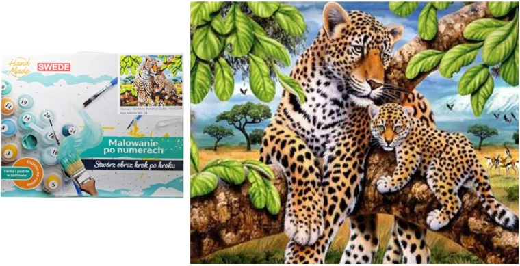 Slikanje po številkah – gepardi na drevesu