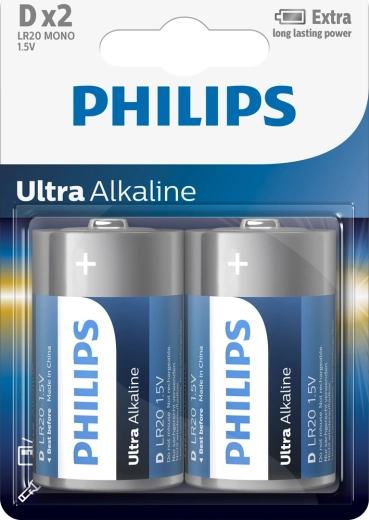 Philips Ultra Alkaline baterije D (LR20), 1,5 V – 2 kosa