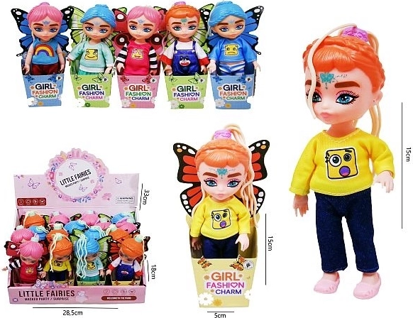 Modna punčka z raztegljivimi lasmi 16 cm