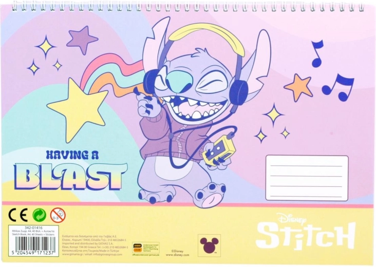 Spiralni blok z nalepkami Lilo in Stitch A4