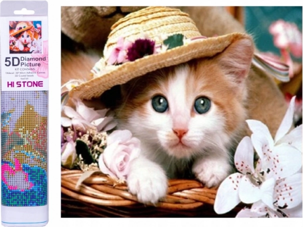 Diamantni mozaik – Mačka s klobukom