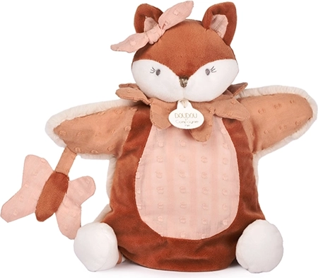 Doudou plišasta ročna lutka lisica Mina rožnata 25 cm