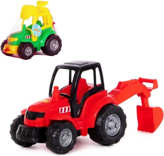 Plastic tractor with digging bucket for kids