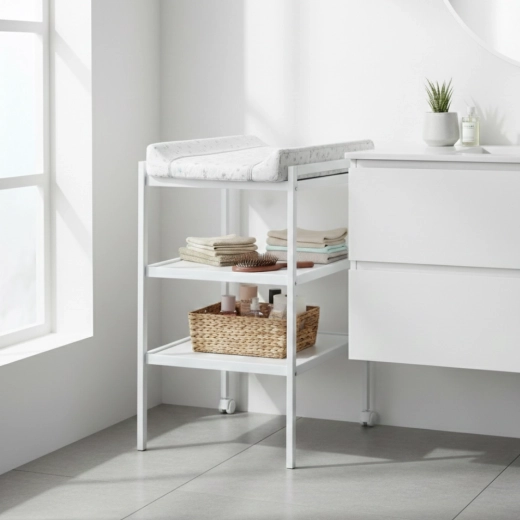 Lesena previjalna miza Petite&Mars Lumi White Wood