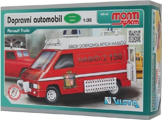 Stavebnica Monti System MS 45 Prometno vozilo Renault Trafic 1:35 v škatli 22x16x5 cm