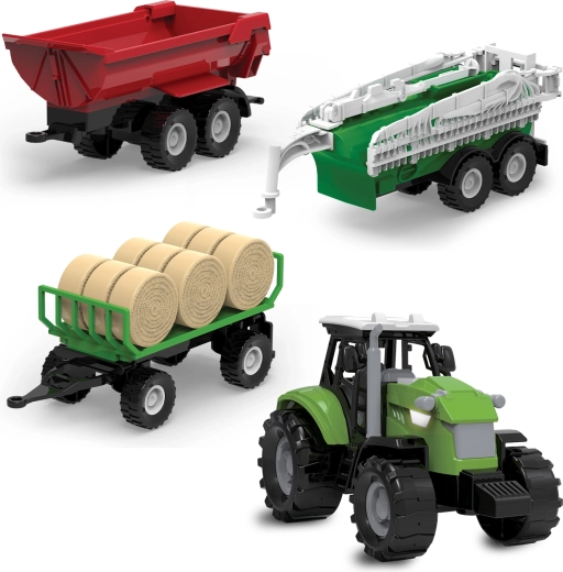 FARM SERVICE traktor s tremi prikolicami z lučmi in zvoki