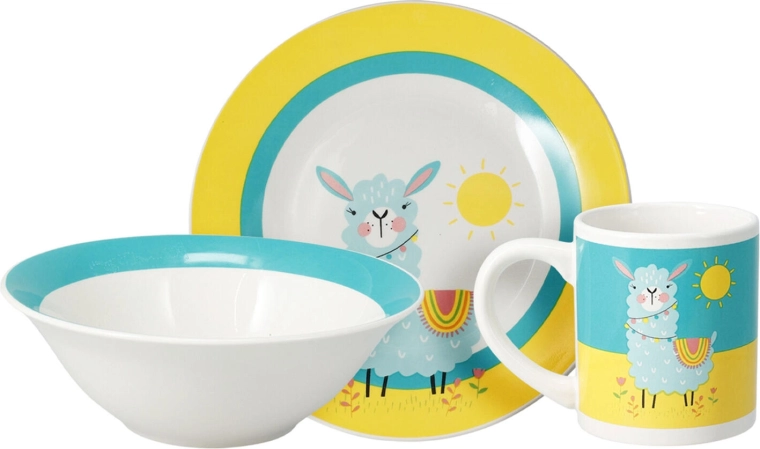 Otroški porcelanasti jedilni set, 3-delni – lama ali samorog