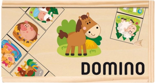 Otroški leseni domine s domačimi živalmi