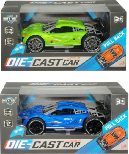 Kovinski športni avtomobilček s svetlobnimi učinki in povratnim navijanjem