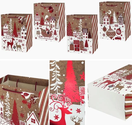 Božična darilna vrečka 23 × 18 × 10 cm (mešanica motivov)